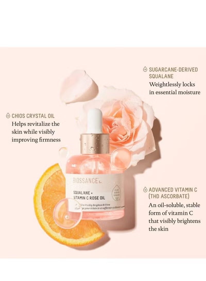 BIOSSANCE Squalane + Vitamin C Rose Oil，Facial Oil to Visibly Brighten, Hydrate, Firm and Reveal Radiant Skin 30ml - Image 3
