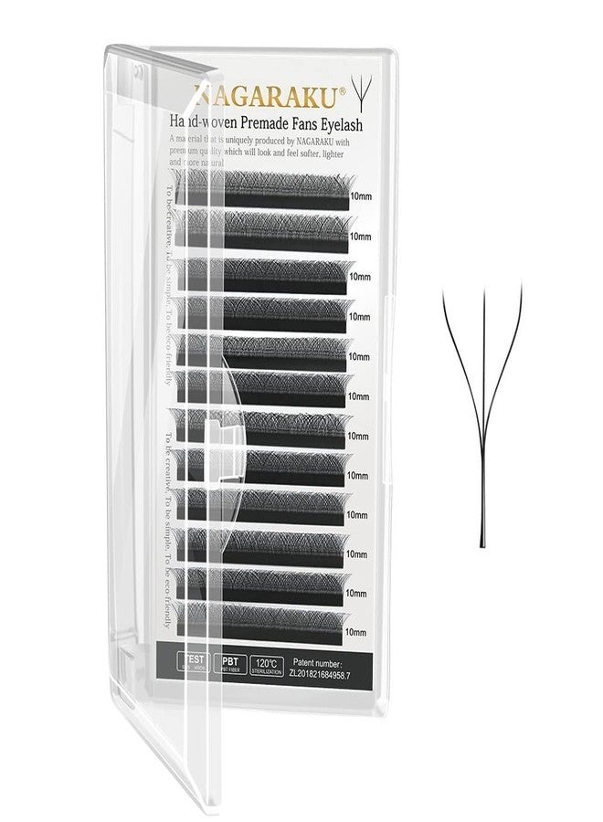 NAGARAKU W Eyelash Extension 3D Volume Premade Matte Black Cluster Easy Fanning yy Eye Lashes with Thickness 0.07mm Curl C (Length - 10mm) - Image 1