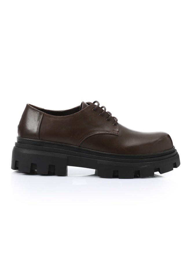 Mr.joe Chunky Brown Leather Lace-Up Oxford Shoes for men-3213 - Image 2