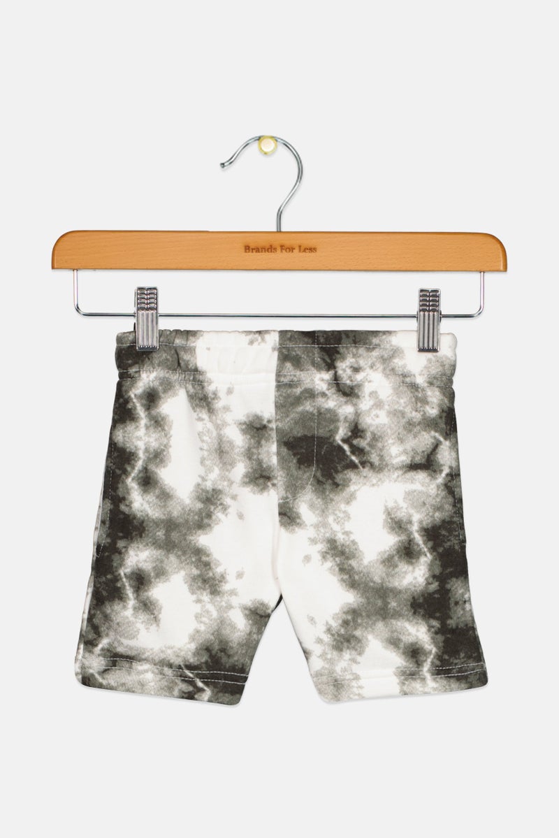 brooklyn Toddlers Boy Tie Dye Basic Shorts, White  - Image 1
