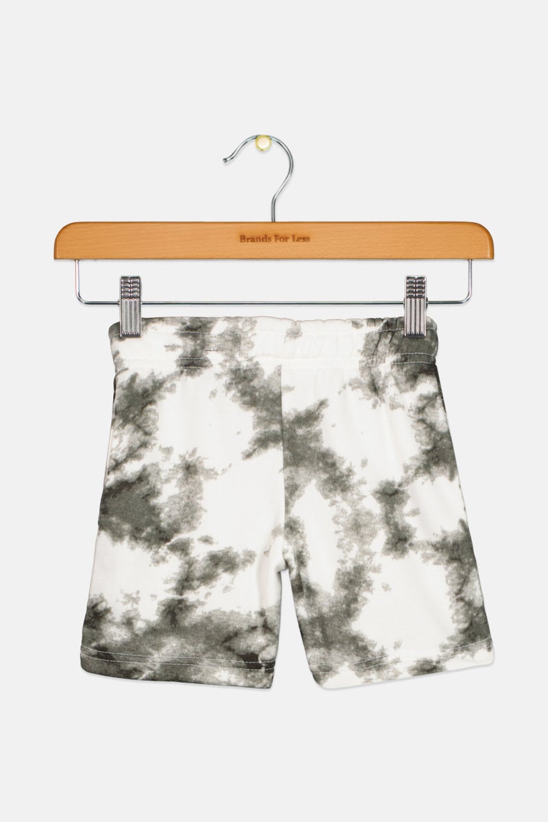 brooklyn Toddlers Boy Tie Dye Basic Shorts, White  - Image 2