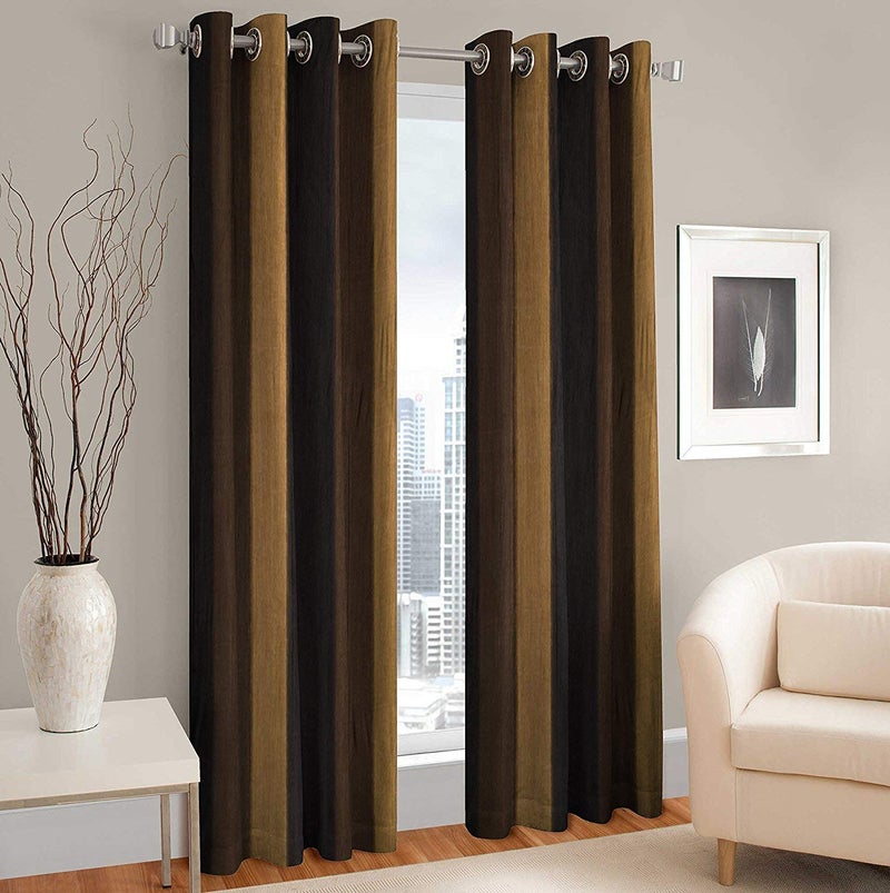 MODERN FAB ستائر مودرن فاب للديكور المنزلي من مزيج البوليستر بطول 5 أقدام باللون البني مجموعة من 2 - Image 1