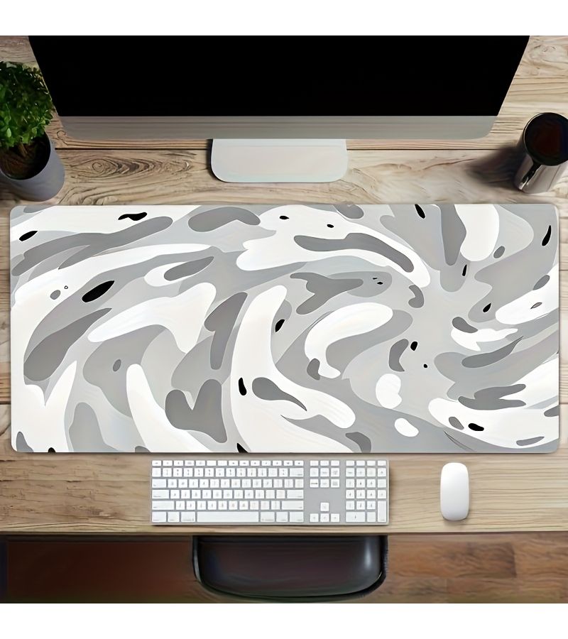 1 Piece Large Anti Slip Rubber Gaming Mouse Pad For Home Office PC Gaming Grey White Swirl Design 40 X 90cm Wireless Mouse Compatible Suitable For Gamers And Office Holiday Gift - Image 4