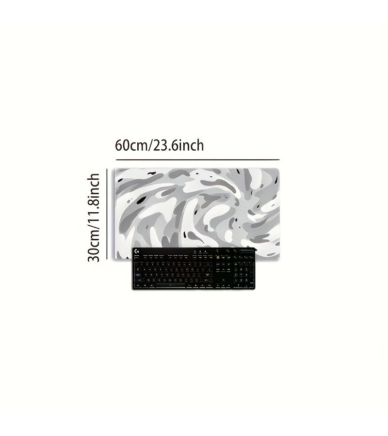 1 Piece Large Anti Slip Rubber Gaming Mouse Pad For Home Office PC Gaming Grey White Swirl Design 40 X 90cm Wireless Mouse Compatible Suitable For Gamers And Office Holiday Gift - Image 3