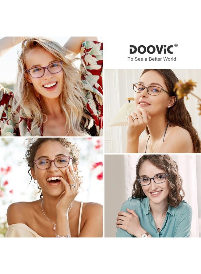 DOOViC 4 Pack Computer Reading Glasses Blue Light Blocking Anti Eyestrain Spring Hinge Stylish Readers for Women 1.75 Strength - Image 2