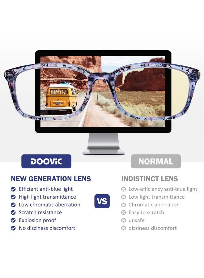 DOOViC 4 Pack Computer Reading Glasses Blue Light Blocking Anti Eyestrain Spring Hinge Stylish Readers for Women 1.75 Strength - Image 4