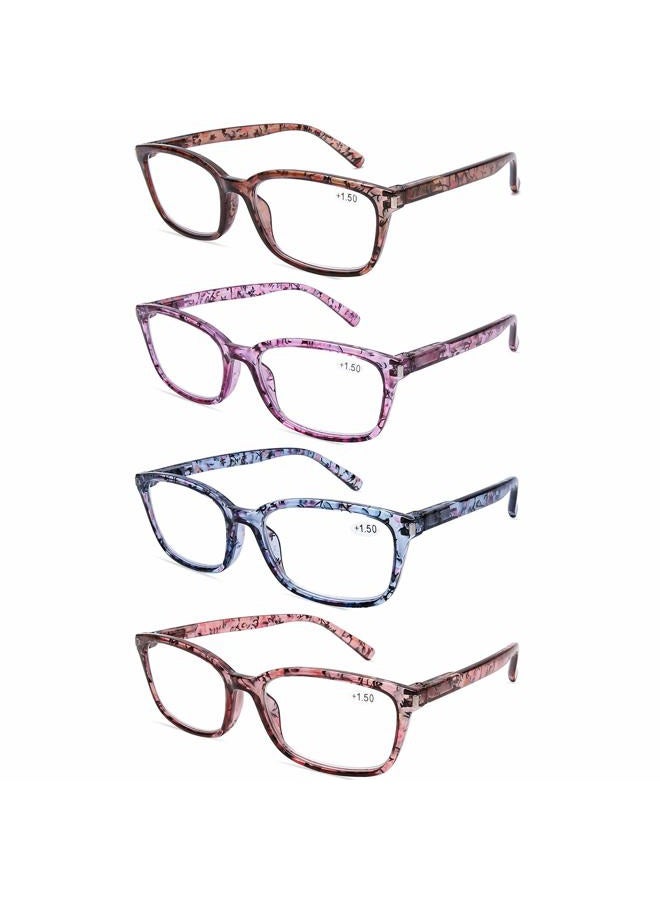 DOOViC 4 Pack Computer Reading Glasses Blue Light Blocking Anti Eyestrain Spring Hinge Stylish Readers for Women 1.75 Strength - Image 1