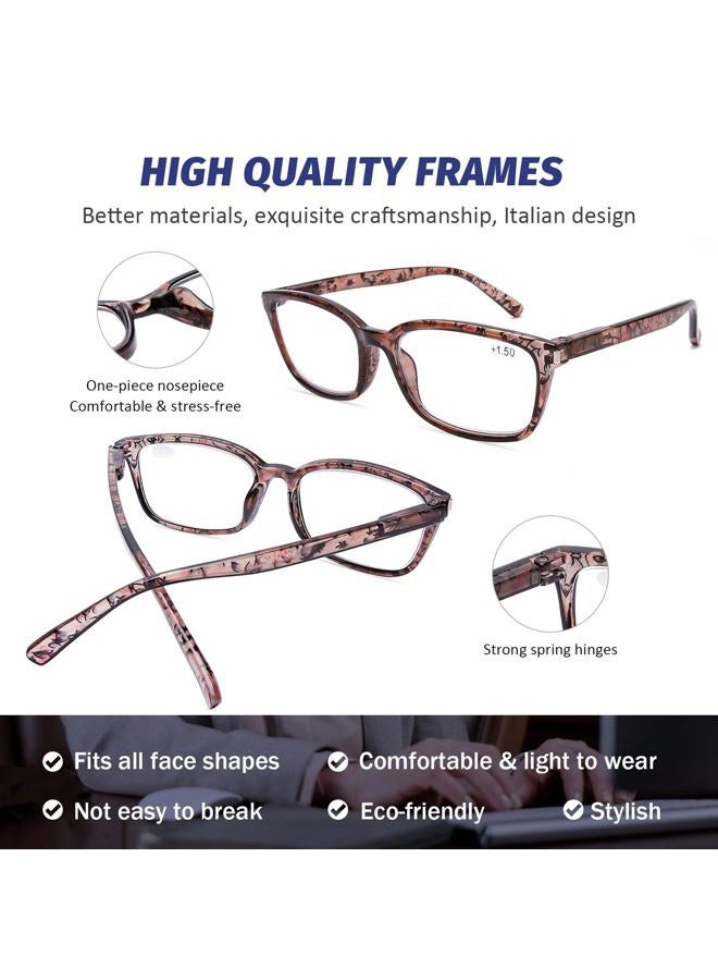 DOOViC 4 Pack Computer Reading Glasses Blue Light Blocking Anti Eyestrain Spring Hinge Stylish Readers for Women 1.75 Strength - Image 3