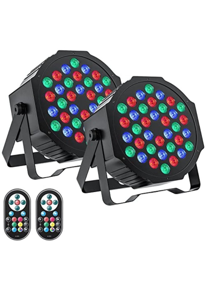 UKing LED Par Lights DJ Stage Light RGB 36 LED with Sound Activated Remote Control DJ Uplighting for Wedding Party Club Christmas Stage Lighting (2 Packs) - Image 1