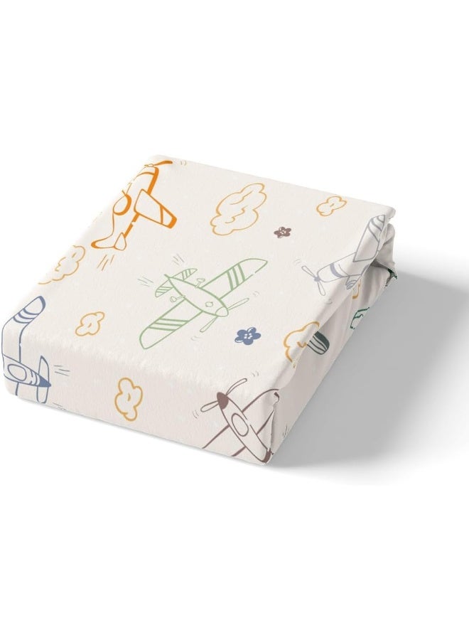 Kids Colorful Airplane Duvet Cover Set Twin Size, 2 Pcs Breathable Cartoon Airplanes Bedding Sets (1 Duvet Cover + 1 Pillowcase), Aircraft Sketch Printed Comforter Cover Set for Teens Boys (No Comforter)  - Image 4