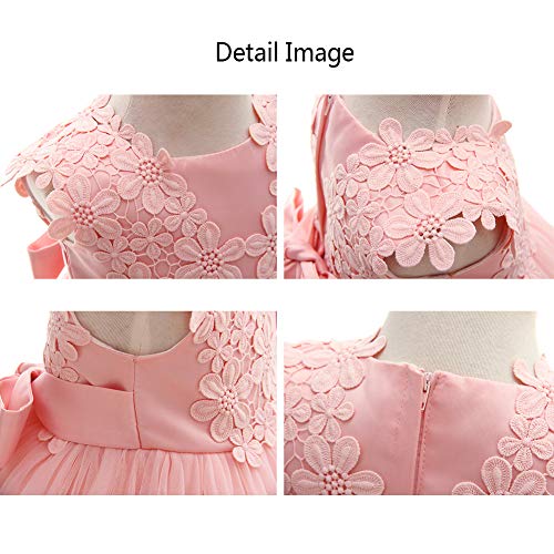 Moon Kitty Baby Girl Dress Christening Baptism Gowns Flower Girl Dress, Pink, 12 - Image 5
