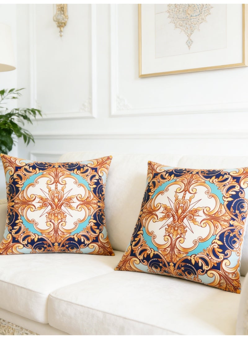 Luxury Velvet Cushion Covers Set of 2, 45x45 cm Throw Pillow Cover, Classic Retro Geometric Abstract Decorative Couch Pillow Case, For Living Room Sofa Car Couch Pillowcases（Double sided pattern） - Image 4