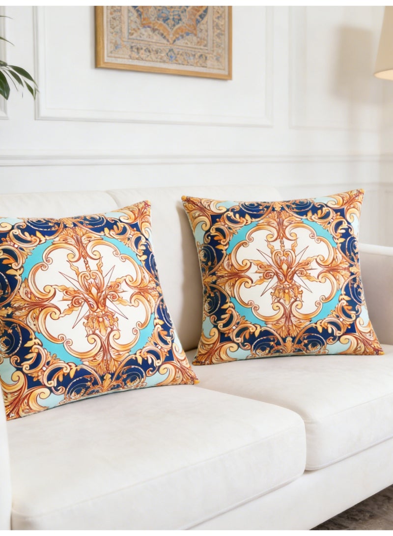 Luxury Velvet Cushion Covers Set of 2, 45x45 cm Throw Pillow Cover, Classic Retro Geometric Abstract Decorative Couch Pillow Case, For Living Room Sofa Car Couch Pillowcases（Double sided pattern） - Image 2