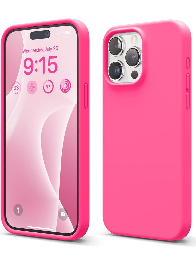 Elago غطاء حماية كامل للجسم من السيليكون السائل لهاتف iPhone 15 Pro MAX، مقاوم للصدمات، نحيف، مضاد للخدش، بطانة ناعمة من الألياف الدقيقة - أحمر مثلج - Image 1