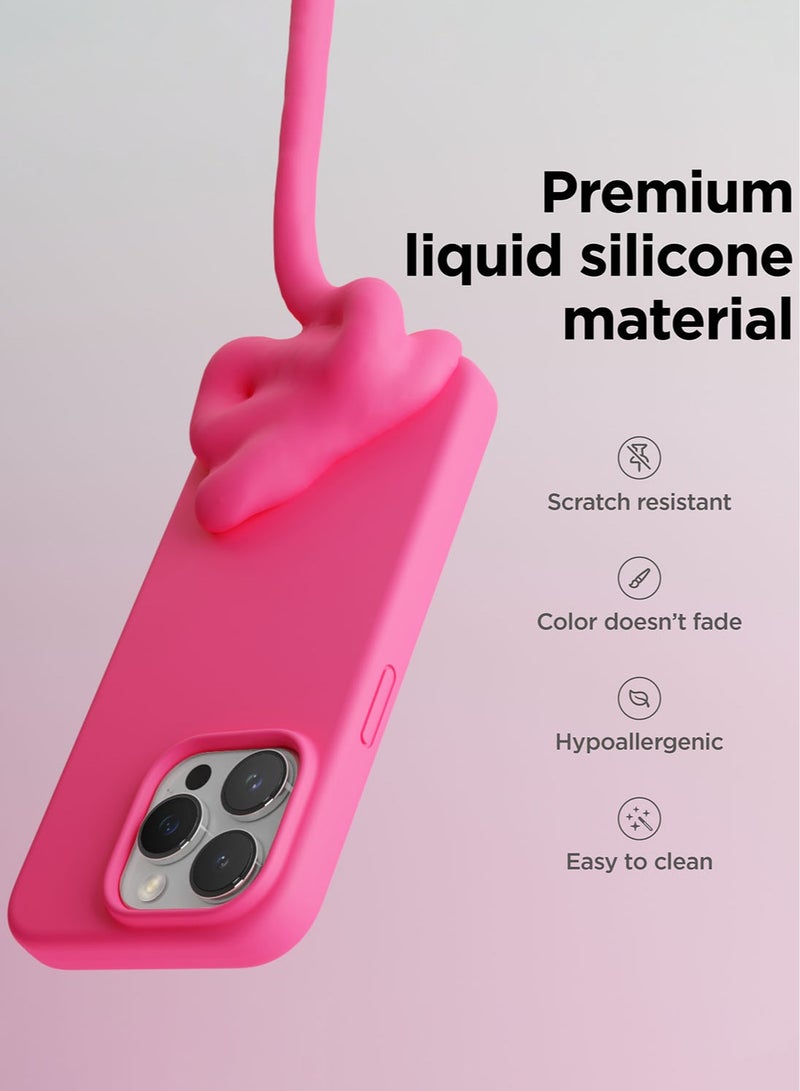 Elago غطاء حماية كامل للجسم من السيليكون السائل لهاتف iPhone 15 Pro MAX، مقاوم للصدمات، نحيف، مضاد للخدش، بطانة ناعمة من الألياف الدقيقة - أحمر مثلج - Image 3