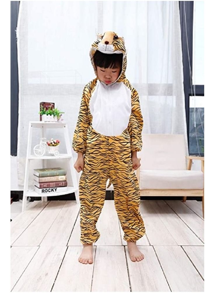 Brain Giggles Tiger Animal Plush Costume Design Carnival Party Jumpsuit for Kids Boys and Girls Large - Image 2