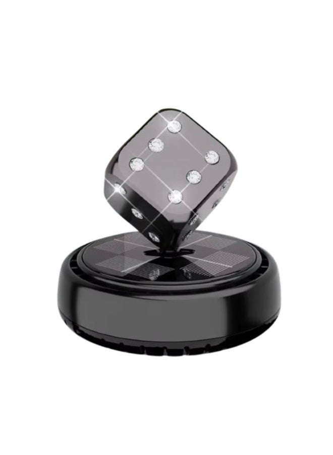 SolidX Solar Powered Rotating Matte Black Dice Car Air Freshener | Car Dashboard Interior Decoration with Perfume Liquid & Organic Fragrance I - Image 2
