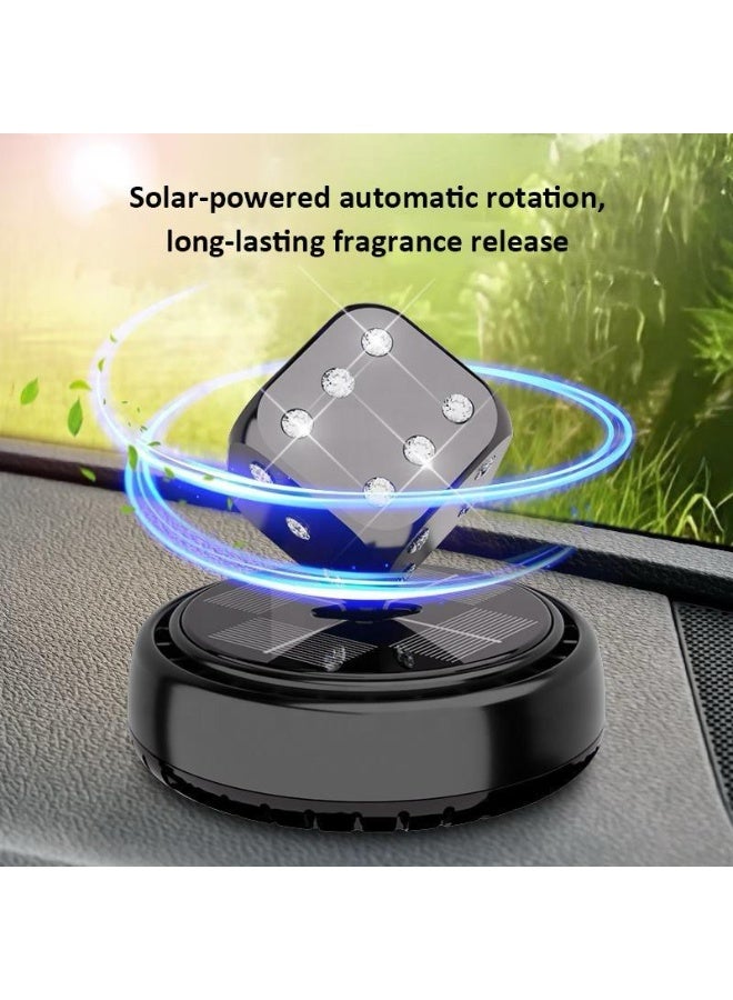 SolidX Solar Powered Rotating Matte Black Dice Car Air Freshener | Car Dashboard Interior Decoration with Perfume Liquid & Organic Fragrance I - Image 3