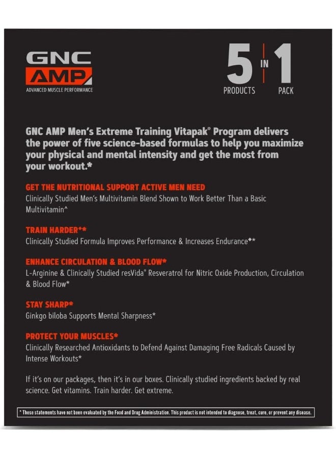 GNC Amp Men'S Extreme Training Vitapak, 30 Packs, Performance And Endurance Support - Image 3
