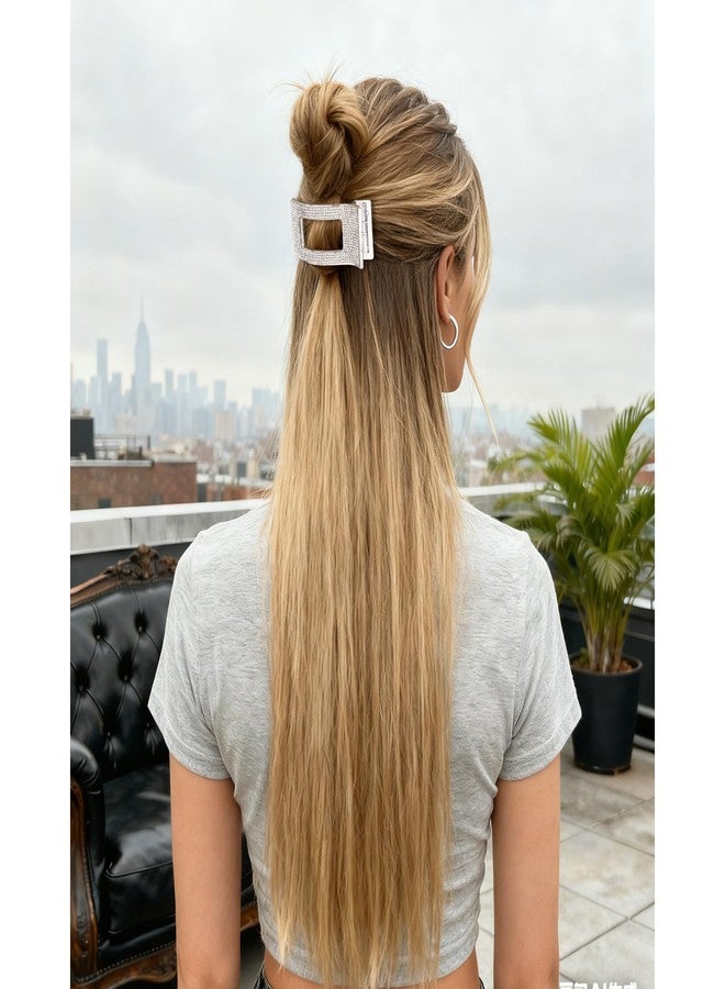 Amariver Rhinestone Flat Hair Clip Sparkly Accessories for Women Girls Full Rhinestone Clips All-Day Hold Flat Hair Fixer for Daily Use Dates Weddings & Parties (Silver) - Image 5