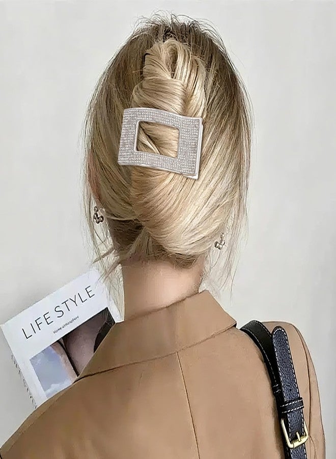 Amariver Rhinestone Flat Hair Clip Sparkly Accessories for Women Girls Full Rhinestone Clips All-Day Hold Flat Hair Fixer for Daily Use Dates Weddings & Parties (Silver) - Image 3