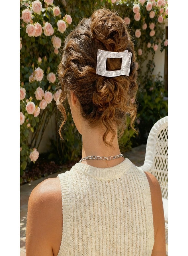 Amariver Rhinestone Flat Hair Clip Sparkly Accessories for Women Girls Full Rhinestone Clips All-Day Hold Flat Hair Fixer for Daily Use Dates Weddings & Parties (Silver) - Image 4