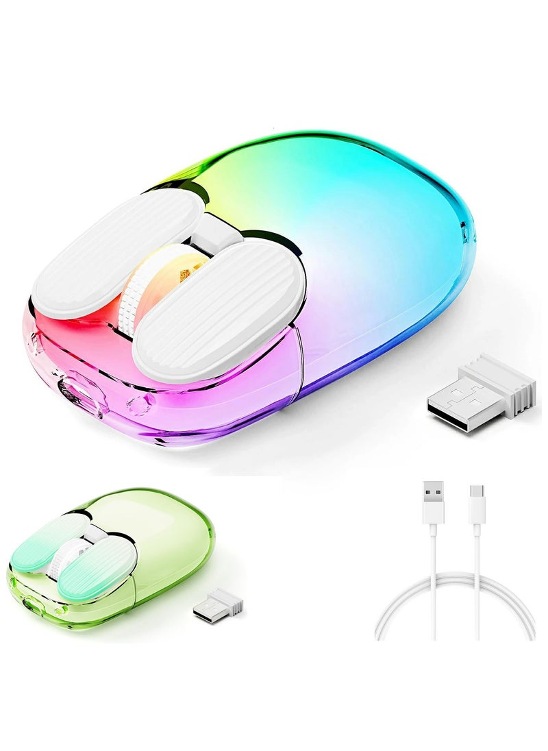 ARNOTEC I069 2.4GHz Wireless Gaming Mouse,Portable Fully Transparent Mice,RGB Backlight Rechargeable Silent Mouse,3 Level Adjustable DPI,Cute Design Mice for Laptop/PC/Mac  - Image 1