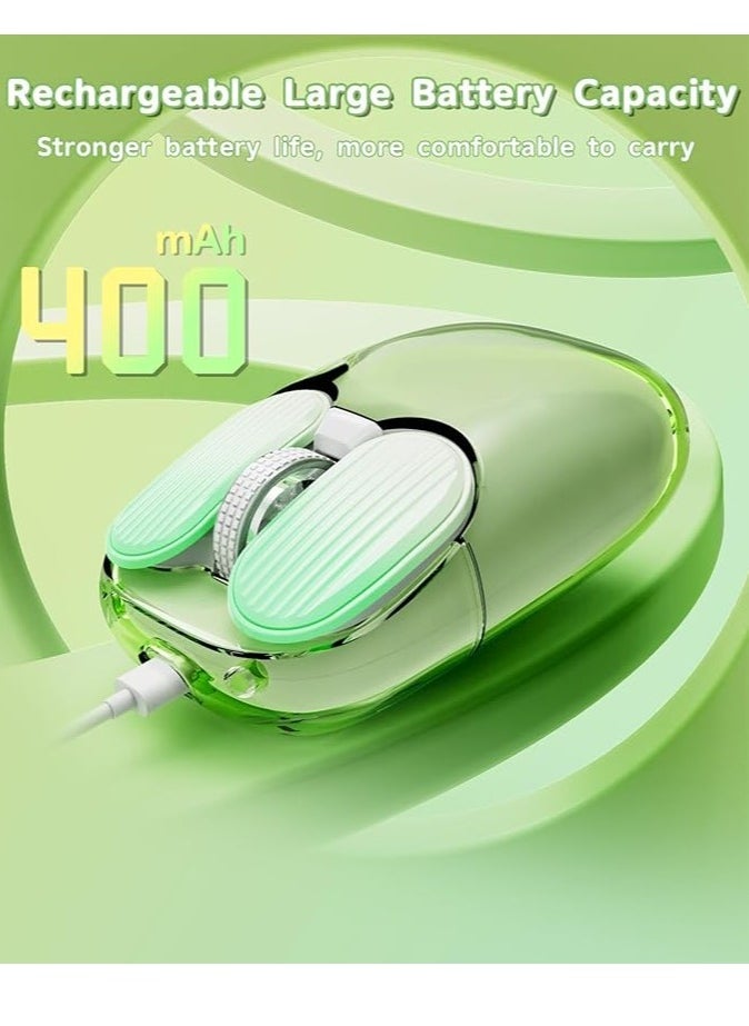 I069 2.4GHz Wireless Gaming Mouse,Portable Fully Transparent Mice,RGB Backlight Rechargeable Silent Mouse,3 Level Adjustable DPI,Cute Design Mice for Laptop/PC/Mac