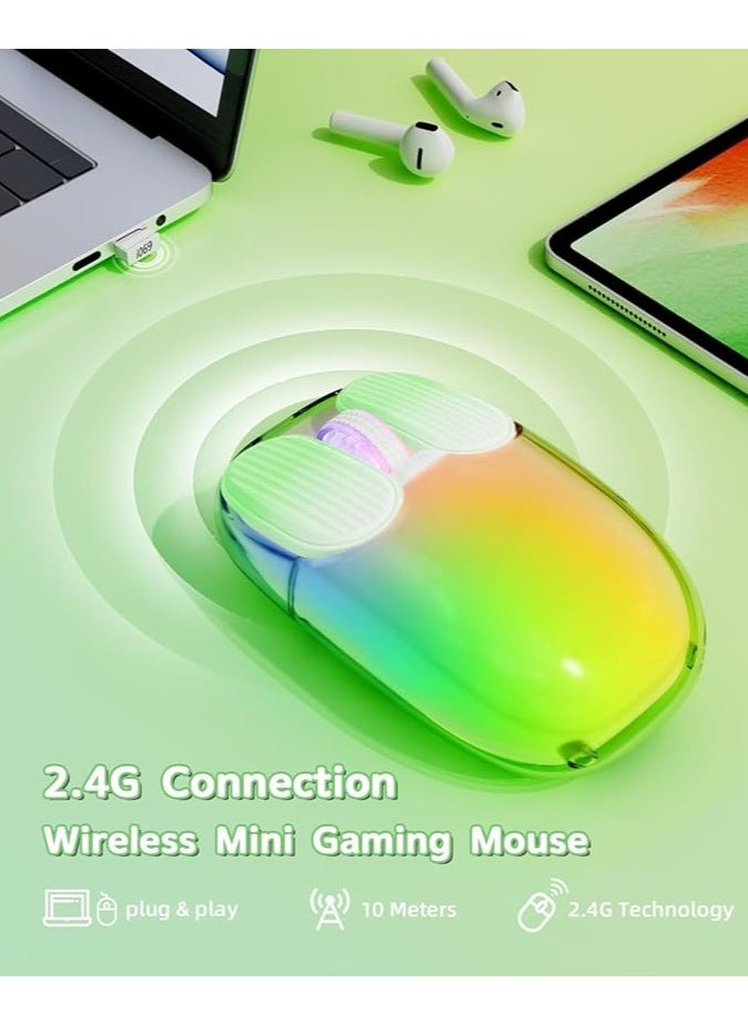 ARNOTEC I069 2.4GHz Wireless Gaming Mouse,Portable Fully Transparent Mice,RGB Backlight Rechargeable Silent Mouse,3 Level Adjustable DPI,Cute Design Mice for Laptop/PC/Mac  - Image 3