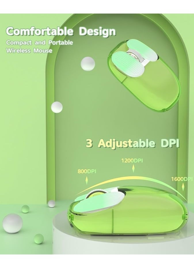 I069 2.4GHz Wireless Gaming Mouse,Portable Fully Transparent Mice,RGB Backlight Rechargeable Silent Mouse,3 Level Adjustable DPI,Cute Design Mice for Laptop/PC/Mac