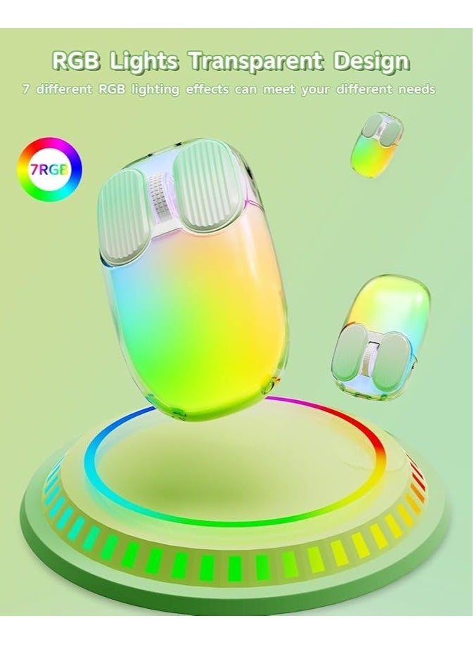 ARNOTEC I069 2.4GHz Wireless Gaming Mouse,Portable Fully Transparent Mice,RGB Backlight Rechargeable Silent Mouse,3 Level Adjustable DPI,Cute Design Mice for Laptop/PC/Mac  - Image 5
