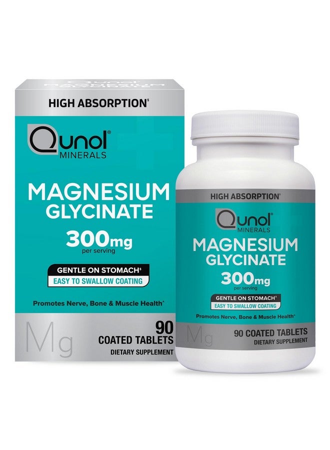 Qunol Magnesium Glycinate 300mg, 100% Glycinate Chelated Magnesium Supplement, 90ct Tablets - Image 1
