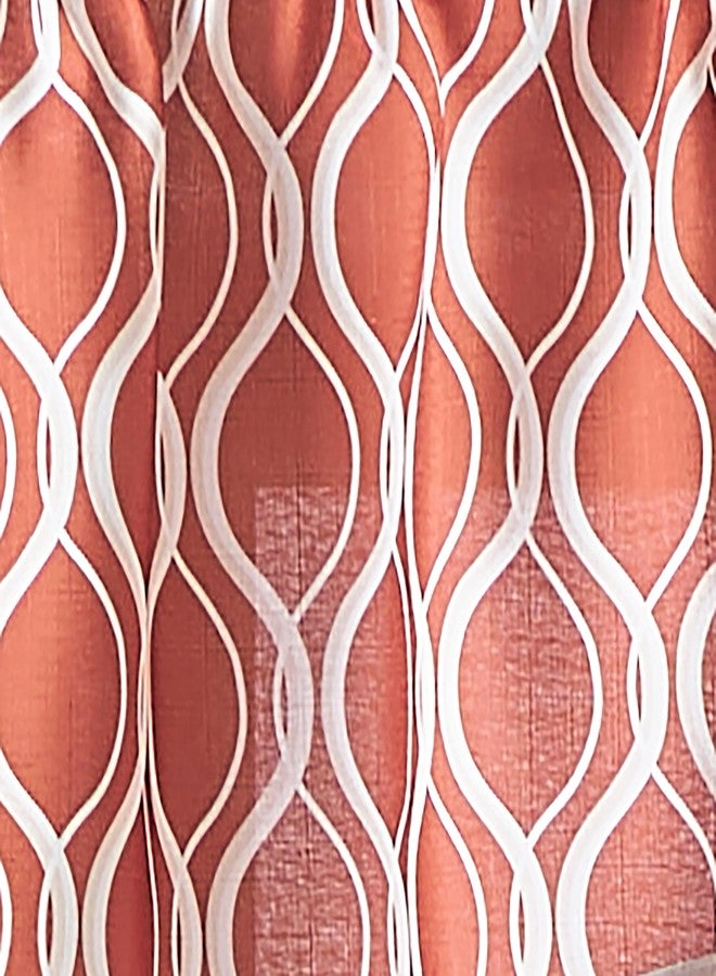 CHF Morocco Ogee Print Scallop Window Kitchen Curtain Valance, Rod Pocket, 58W x 14L inch, Clay - Image 5