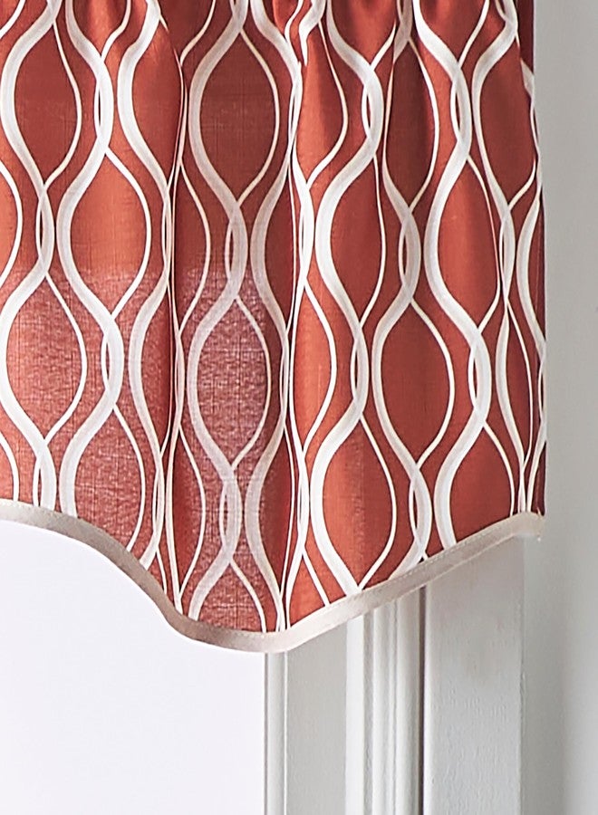 CHF Morocco Ogee Print Scallop Window Kitchen Curtain Valance, Rod Pocket, 58W x 14L inch, Clay - Image 4