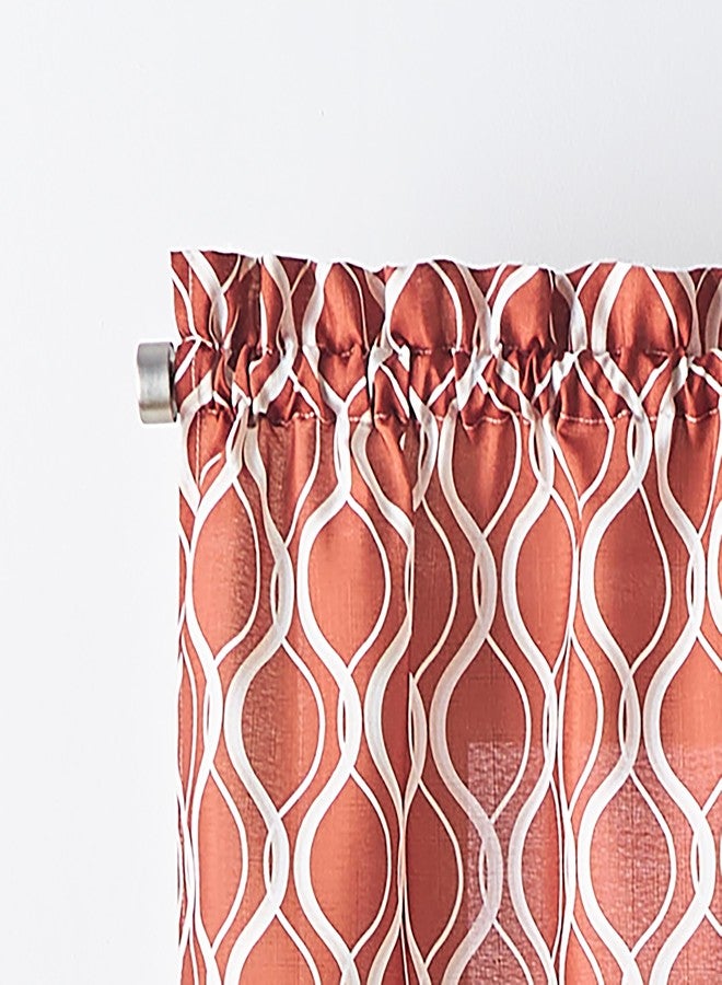 CHF Morocco Ogee Print Scallop Window Kitchen Curtain Valance, Rod Pocket, 58W x 14L inch, Clay - Image 3