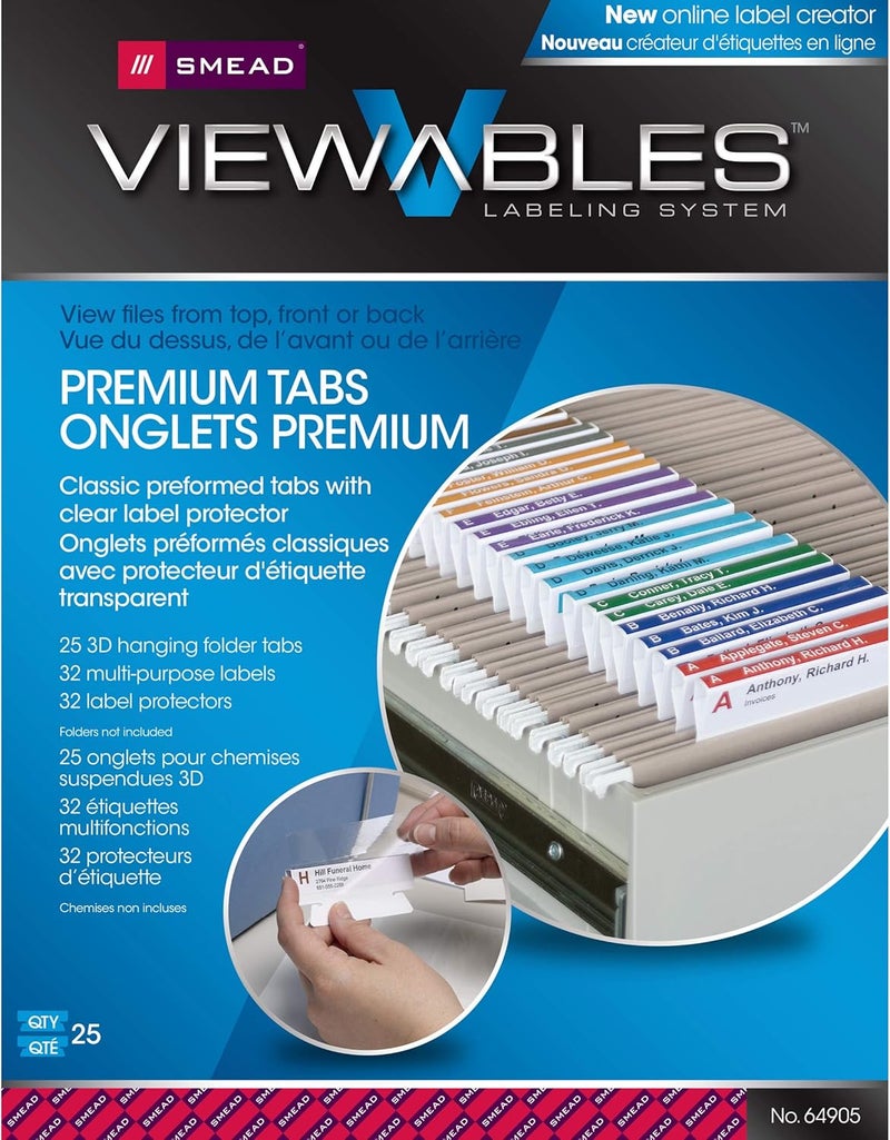 Smead نظام تسمية ملون Smead 64905 Viewables بعرض 1 14 بوصة × طول 3 12 بوصة بألوان متنوعة 25 علامة في العبوة تباع كعبوة واحدة - Image 1