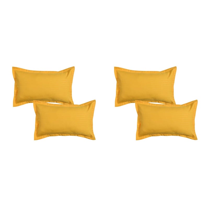 TrendRoad Satin Fabric Stripes Pattern Pillow Case Covers|Pack of 4|Color: Yellow