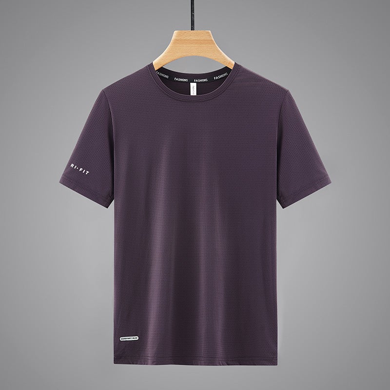 Ice Silk Short-sleeved T-shirt Men's Mercerized Cotton Thin Trendy Casual Quick-drying Couple's T-shirt Fixed Printing Advertising logo Group t - Image 1