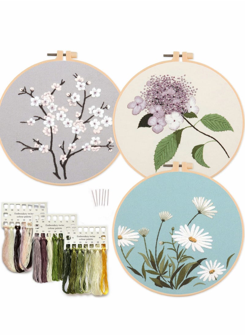 Y&D - Embroidery Kit for Beginners, 3 Sets Beginner Kits Art Craft Handy Sewing Include Clothes with Pattern, Instructions, Color Threads Needle - Image 1