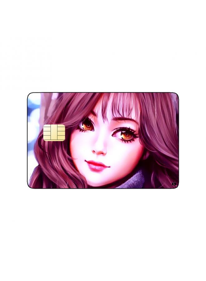 RKN PRINTED BANK CARD STICKER Stylish Girl Drawing - Image 1