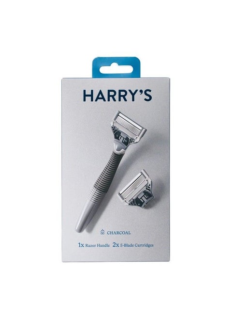 Charcoal Razor Handle Plus 2 Blade Cartridges
