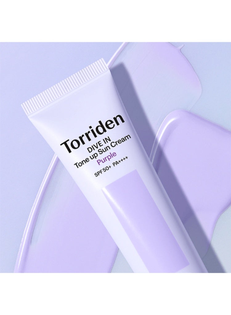 توريدن Torriden DIVE IN Tone Up Sun Cream Purple واقي شمس كوري بنفسجي للتفتيح والترطيب وإشراقة البشرة - Image 3