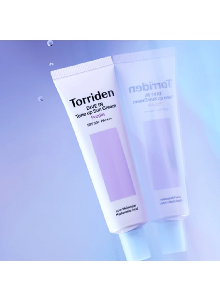 توريدن Torriden DIVE IN Tone Up Sun Cream Purple واقي شمس كوري بنفسجي للتفتيح والترطيب وإشراقة البشرة - Image 4