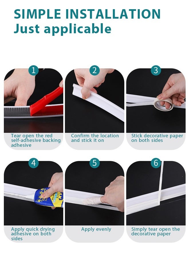 Silicone bathroom water blocking strip,  Dry wet separation water barrier strip,Water Shower Barrier Water Dam Silicone Bathroom Water Stopper Strip  Flexible Water Retaining Strip Wet And Dry Separation Seal 1CM - Image 3