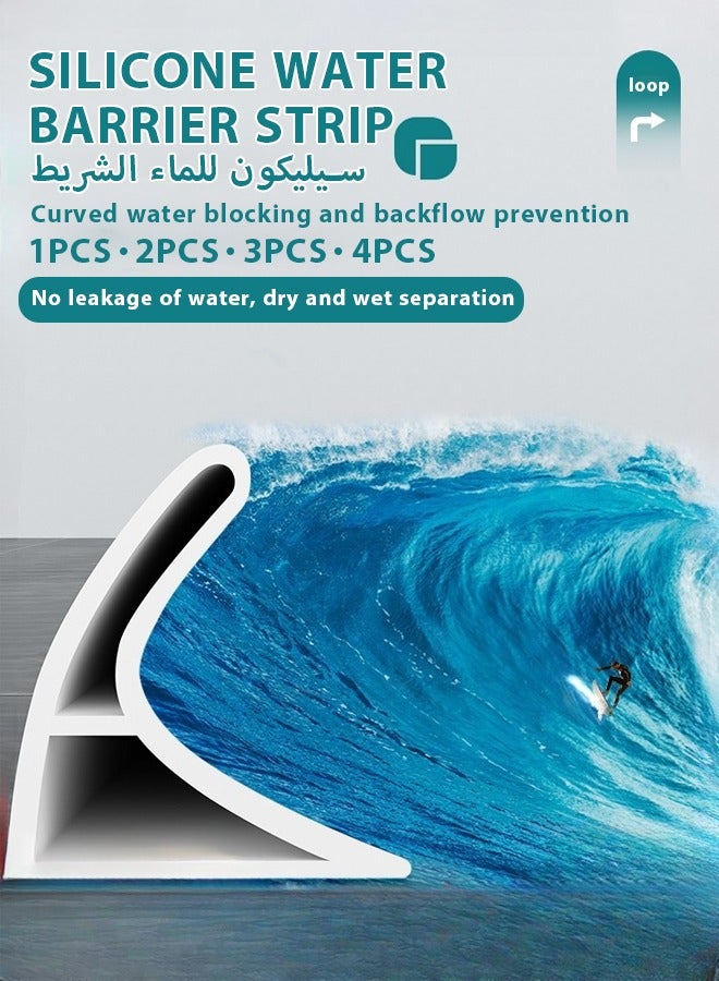 Silicone bathroom water blocking strip,  Dry wet separation water barrier strip,Water Shower Barrier Water Dam Silicone Bathroom Water Stopper Strip  Flexible Water Retaining Strip Wet And Dry Separation Seal 1CM - Image 1