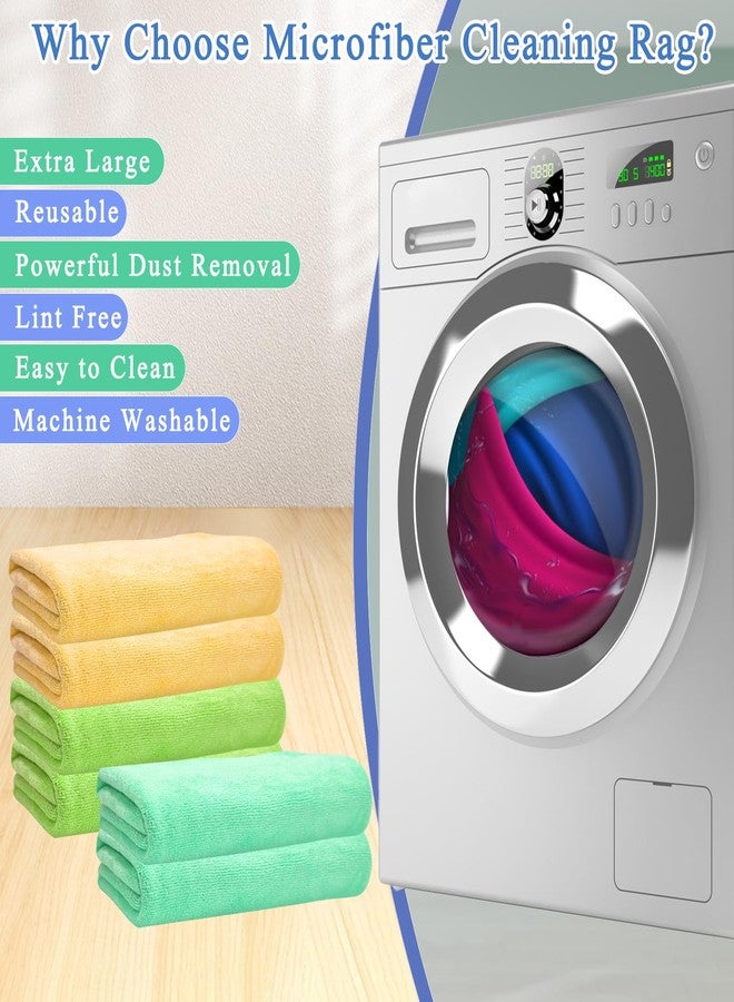 CODOHI 6 Pcs Extra Large Microfiber Cleaning Cloth, 20" x 30" Washable Reusable Large Floor Cloth Rags, Microfiber Towels for Mop Cleaning Office Bathrooms Housekeeping (Orange, Green) - Image 4