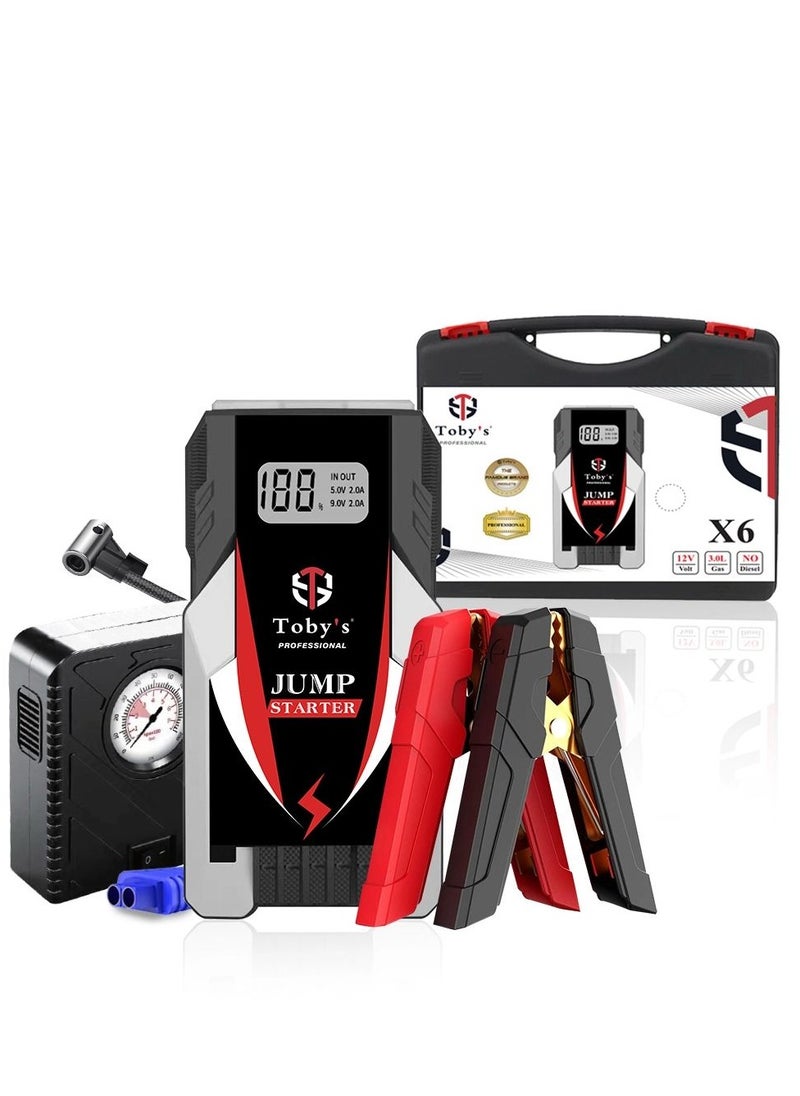 Toby Toby's X6 Jump Starter With Compressor For Cars 6000mAh And 22.2WH Power Bank For Electronic Devices  - Image 1