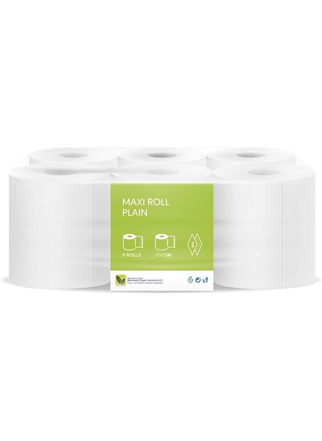 SAQOWARE Metro Premium Maxi Roll 550 Gm (6 Pieces x 2 Ply) - Mega Roll (550 gm Each Roll)-Kitchen Roll premium Quality  - Image 1