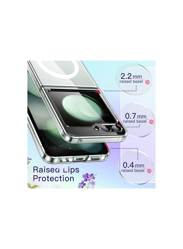 JETech Magnetic Case for Samsung Galaxy Z Flip 5 Compatible with MagSafe Accessories, Transparent Hard PC Protective Phone Cover, Anti-Scratch (Clear) - Image 4