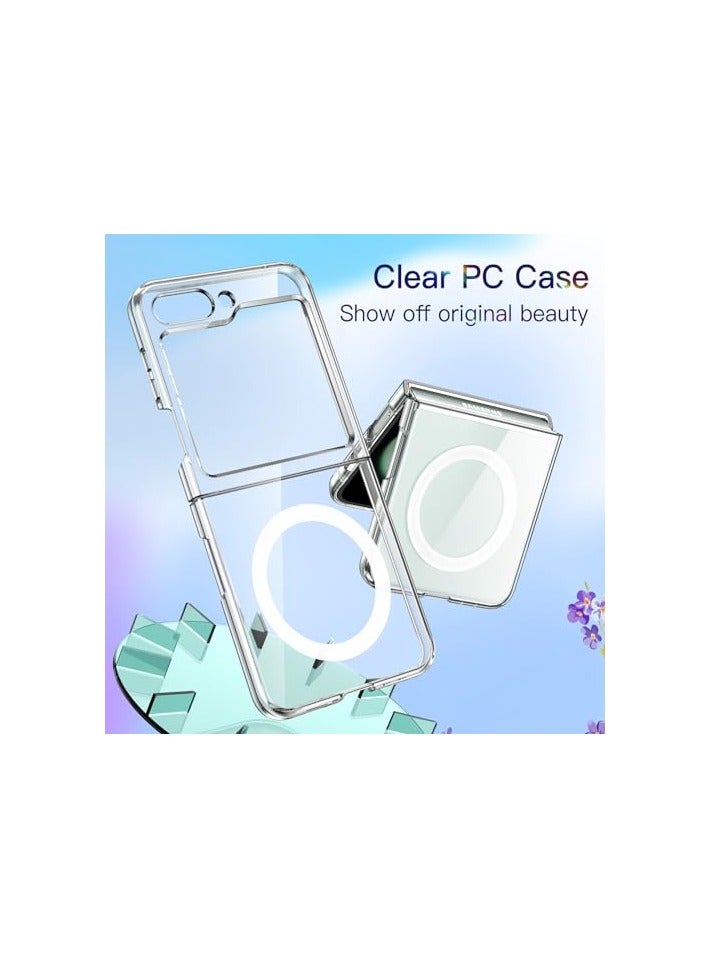 JETech Magnetic Case for Samsung Galaxy Z Flip 5 Compatible with MagSafe Accessories, Transparent Hard PC Protective Phone Cover, Anti-Scratch (Clear) - Image 3